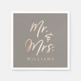 Elegant Script Faux Foil Mr. & Mrs. Napkin