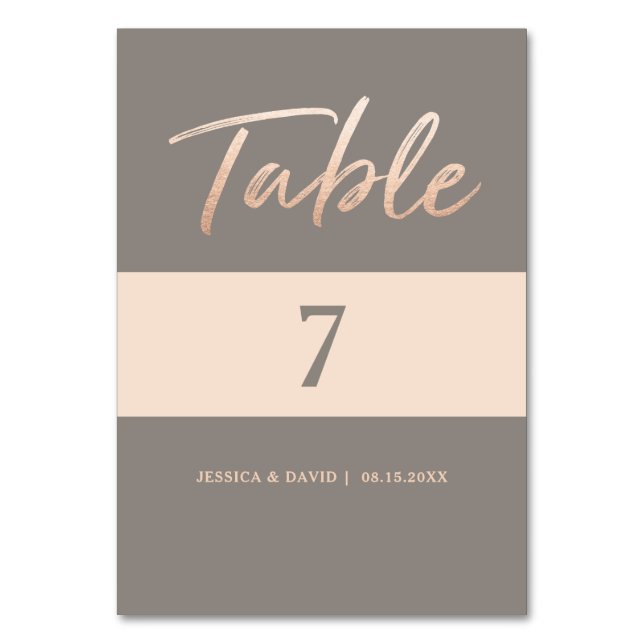 Elegant Script Faux Foil Table Number (Front)