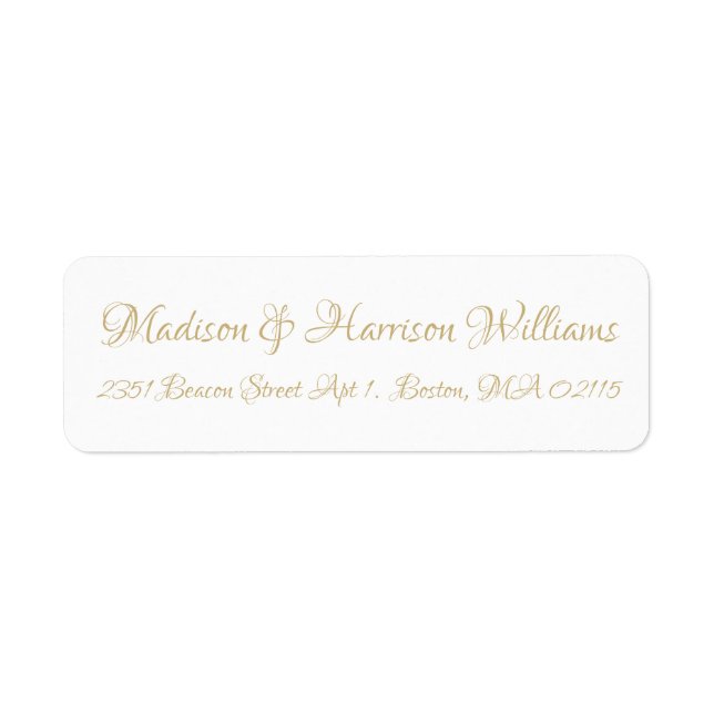 Elegant Script faux gold Custom return address (Front)