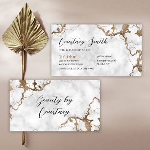 Elegant Script Faux Gold Marble Modern Unique Business Card