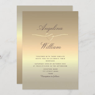 Elegant Script Faux Gold Wedding Invitation