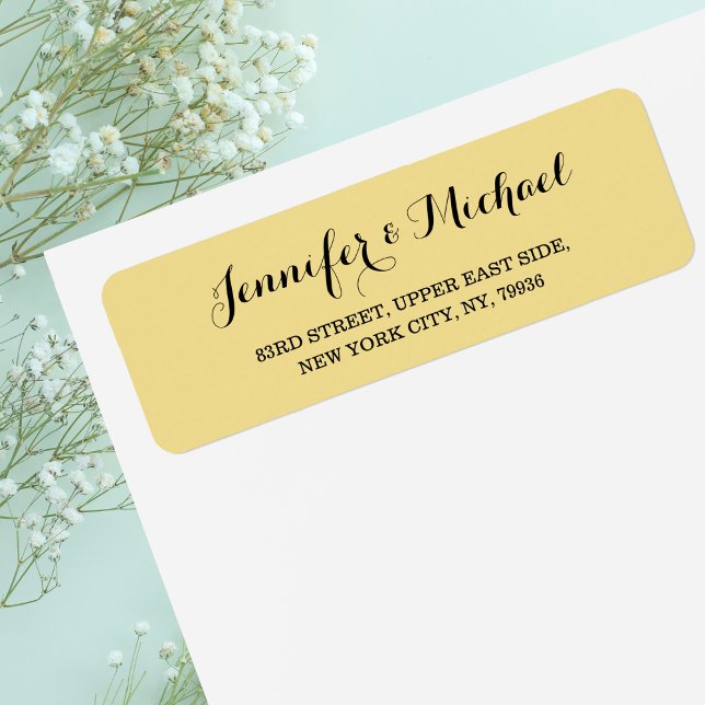 Elegant Script Faux Gold Wedding Return Address (Elegant Script Faux Gold Wedding Return Address Label)