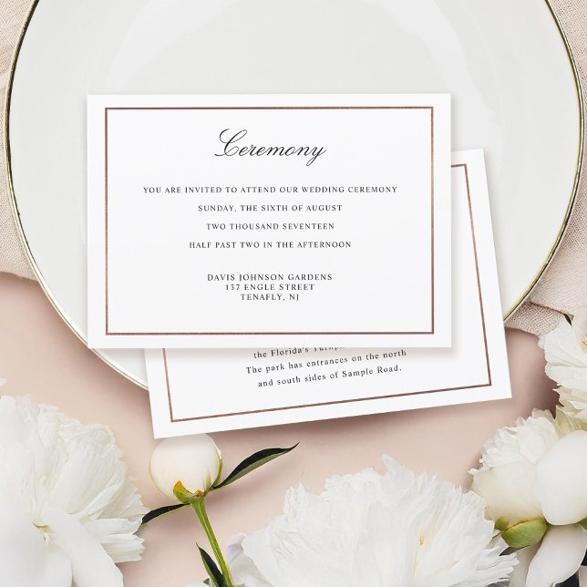 Elegant Script Faux Rose Gold and Border Enclosure Invitation (Creator Uploaded)