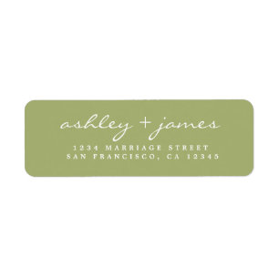 Élégant Script Feuille verte Mariage retour Adress