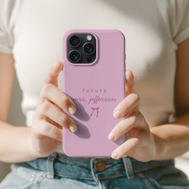 Elegant Script Fiancée Bachelorette Party Custom iPhone Case (Future Mrs Bride To Be Phone Case | Custom Script Name Fiancée Engagement Announcement Phone Case)