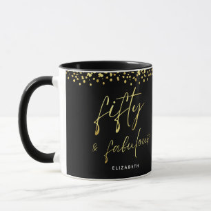Elegant Script Fifty and Fabulous Birthday Mug