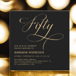 Elegant Script Fifty Black Gold 50th Birthday Invitation<br><div class="desc">Celebrate five decades of life with style and elegance. This Elegant Script Fifty Black Gold 50th Birthday Invitation combines a stunning black and gold colour palette with sophisticated script lettering, setting the perfect tone for a glamourous and memorable celebration. Ideal for anyone marking their 50th birthday, this invitation brings class...</div>