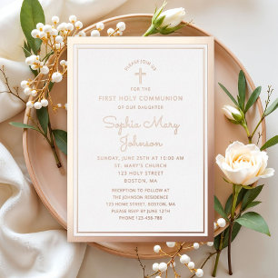 Elegant Script First Communion Rose Gold