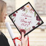 Elegant Script Floral Design Grad Keepsake Graduation Cap Topper<br><div class="desc">Add a touch of floral charm to your graduation with this chic cap topper. The burgundy and blush rose border paired with elegant script creates a stunning look. Personalize it with your name and class year to make it uniquely yours.</div>