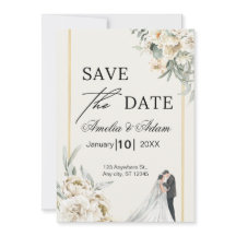 Elegant Script Floral Save The Date Announcement