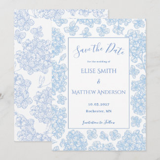 Elegant Script Floral Wedding Save The Date Card