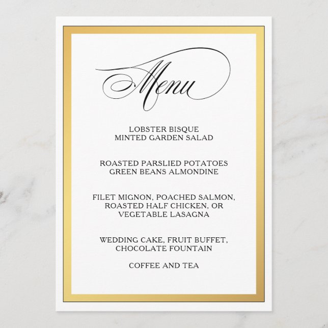 Élégant Script Flouris Menu Mariage (Devant)