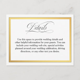 Elegant Script Flourishes Wedding Details Postcard