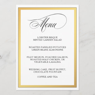 Elegant Script Flourishes Wedding Menu
