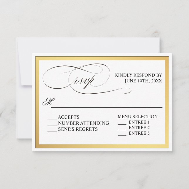 Elegant Script Flourishes Wedding RSVP (Front)