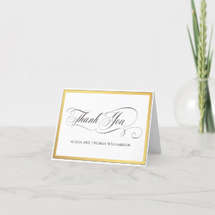 Elegant Script Flourishes Wedding Thank You