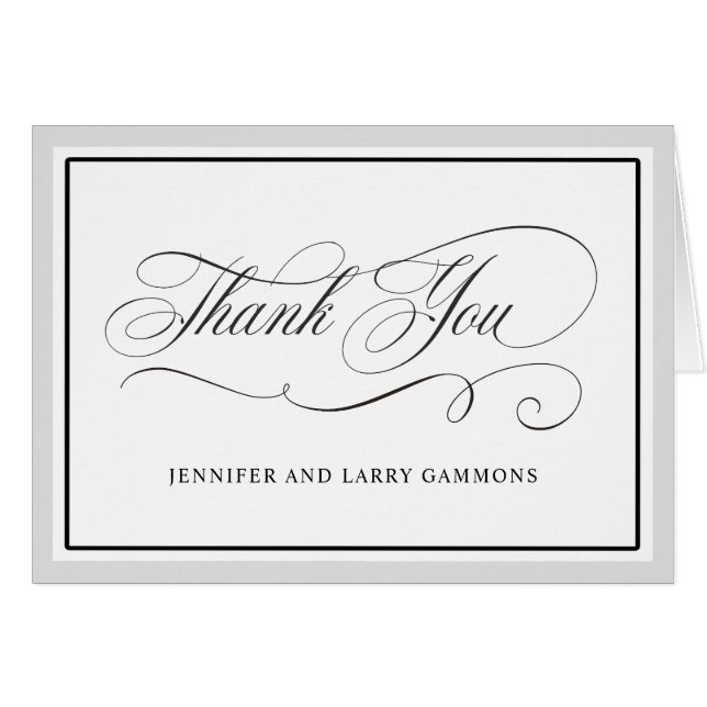 Elegant Script Flourishes Wedding Thank You (Front Horizontal)