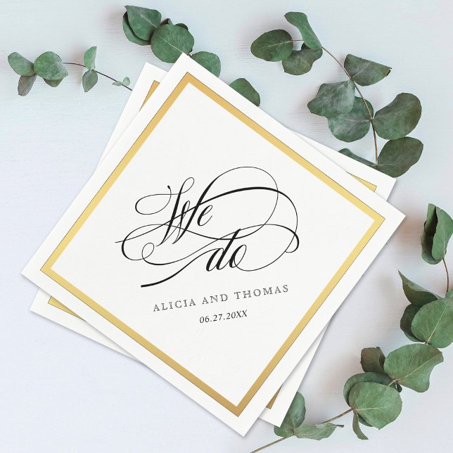 Elegant Script Flourishes Wedding We Do Napkin (Creator Uploaded)
