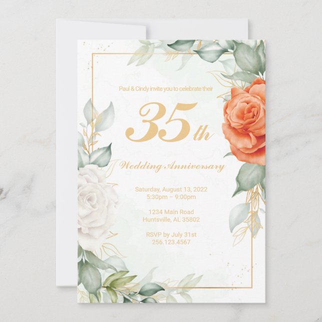 Elegant Script Flower Invitation (Front)