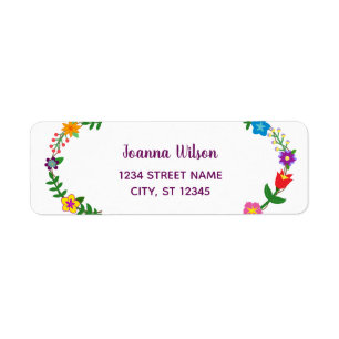 Élégant Script Flowers Modern Return Adresse Lab