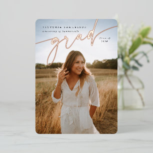 Élégant Script Foil Graduation Faire-part photo