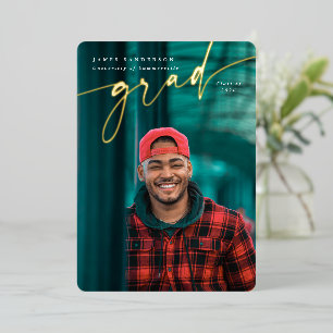 Élégant Script Foil Graduation Faire-part photo