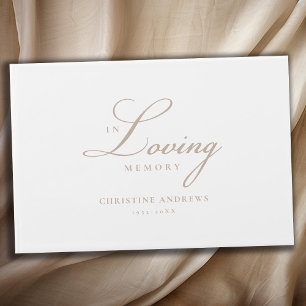 Elegant, Script Font "In Loving Memory" Funeral Guest Book