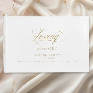 Elegant, Script Font "In Loving Memory" Funeral Guest Book