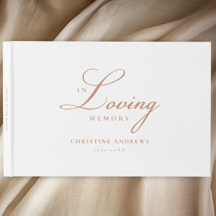 Elegant, Script Font "In Loving Memory" Funeral Guest Book