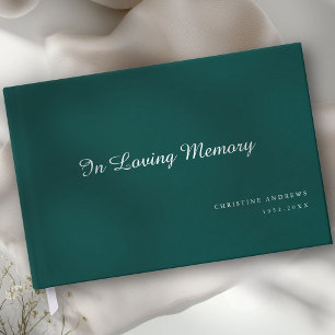 Elegant, Script Font "In Loving Memory" Funeral Guest Book