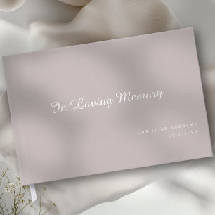 Elegant, Script Font "In Loving Memory" Funeral Guest Book