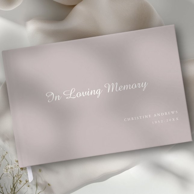 Elegant, Script Font "In Loving Memory" Funeral Guest Book (Personalized, Elegant, Script Font "In Loving Memory" Gray, Funeral Guest Book)