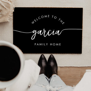 Elegant Script Font Personalized Family Name  Doormat