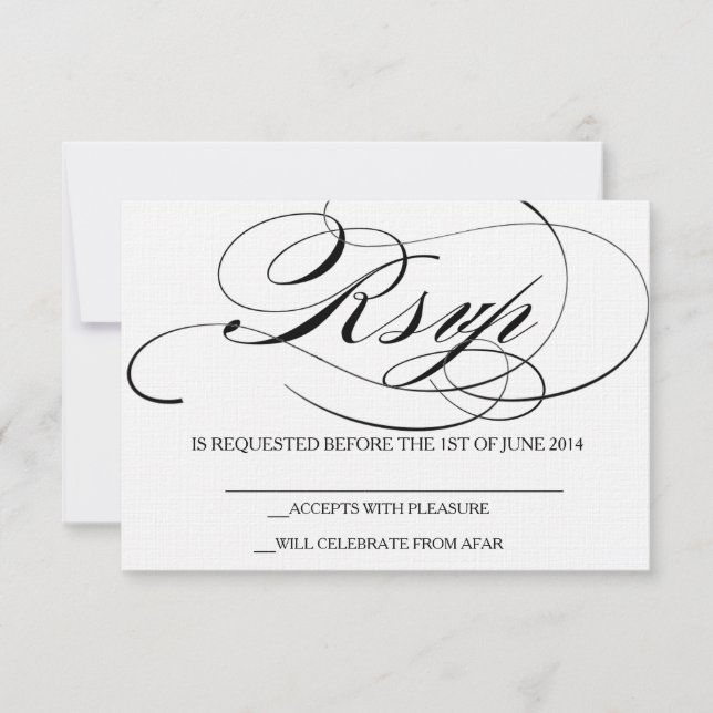 Elegant script font RSVP card wedding invitation (Front)