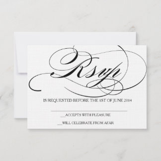 Elegant script font RSVP card wedding invitation