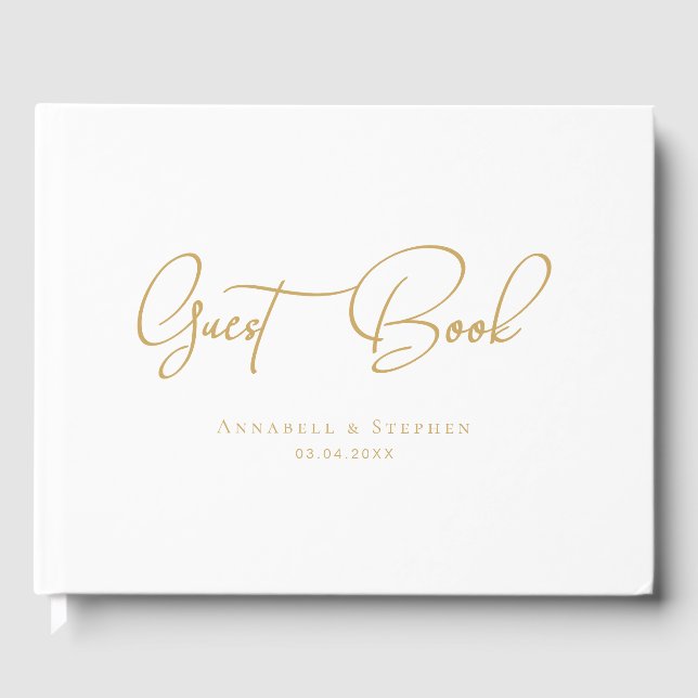 Elegant, Script Font, White, Wedding Guest Book (Front)