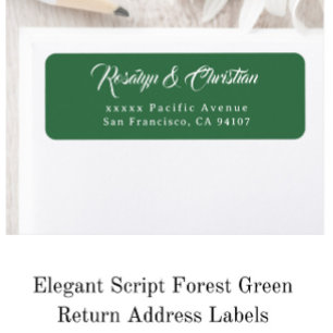 Elegant Script Forest Green Return Address Labels