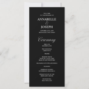 Élégant Script Formal Black Wedding Programme