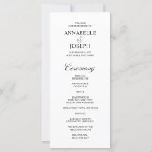 Élégant Script Formal White Wedding Programme