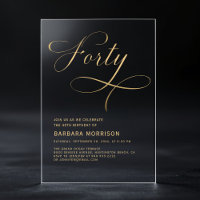 Elegant Script Forty Black Gold 40th Birthday
