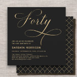 Elegant Script Forty Black Gold 40th Birthday Invitation<br><div class="desc">Mark a fabulous milestone with this Elegant Script Forty Black Gold 40th Birthday Invitation. Featuring refined black and gold tones,  this invitation exudes sophistication and charm. The elegant script adds a personal touch,  making it the perfect choice for celebrating a memorable 40th birthday in style.</div>