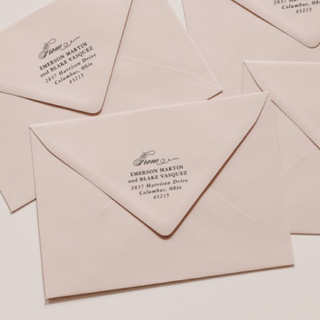 Elegant script from wedding return address self-inking stamp (Creator Uploaded)