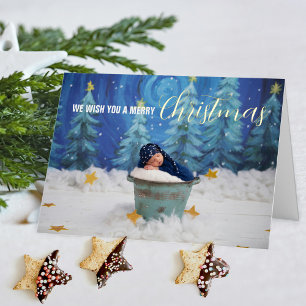 Elegant Script Full Photo Luxe Foil Holiday Card