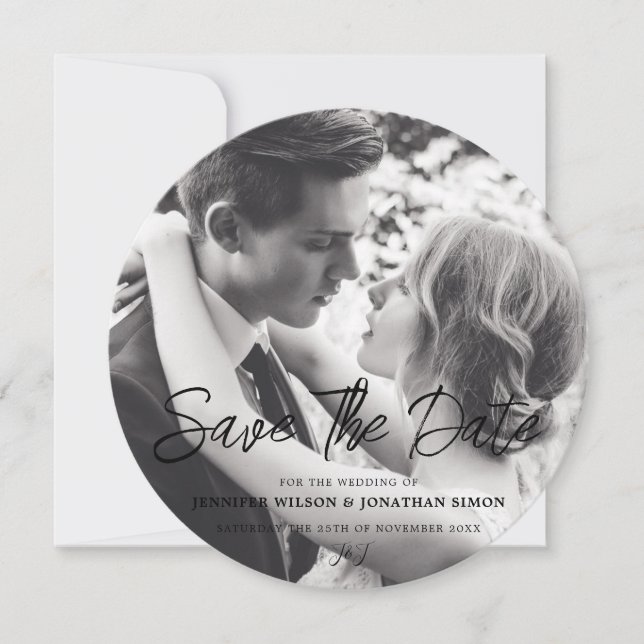 Elegant Script Full Photo Template Save The Date (Front)