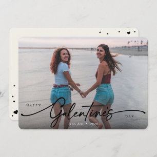 Elegant Script Galentine's Day Flat Photo Holiday Card