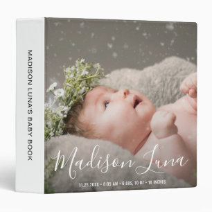 Elegant Script Girl Baby Book Photo Album Binder