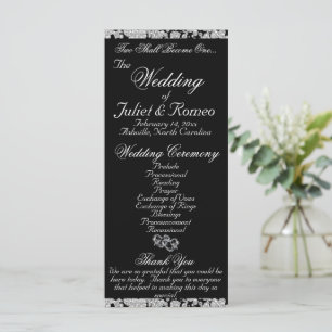 Elegant Script & Glitter - Black Wedding Program