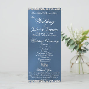 Elegant Script & Glitter - Blue Wedding Program