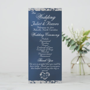 Elegant Script & Glitter - Blue Wedding Program