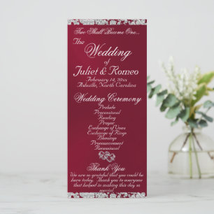 Elegant Script & Glitter - Burgundy Wedding Program